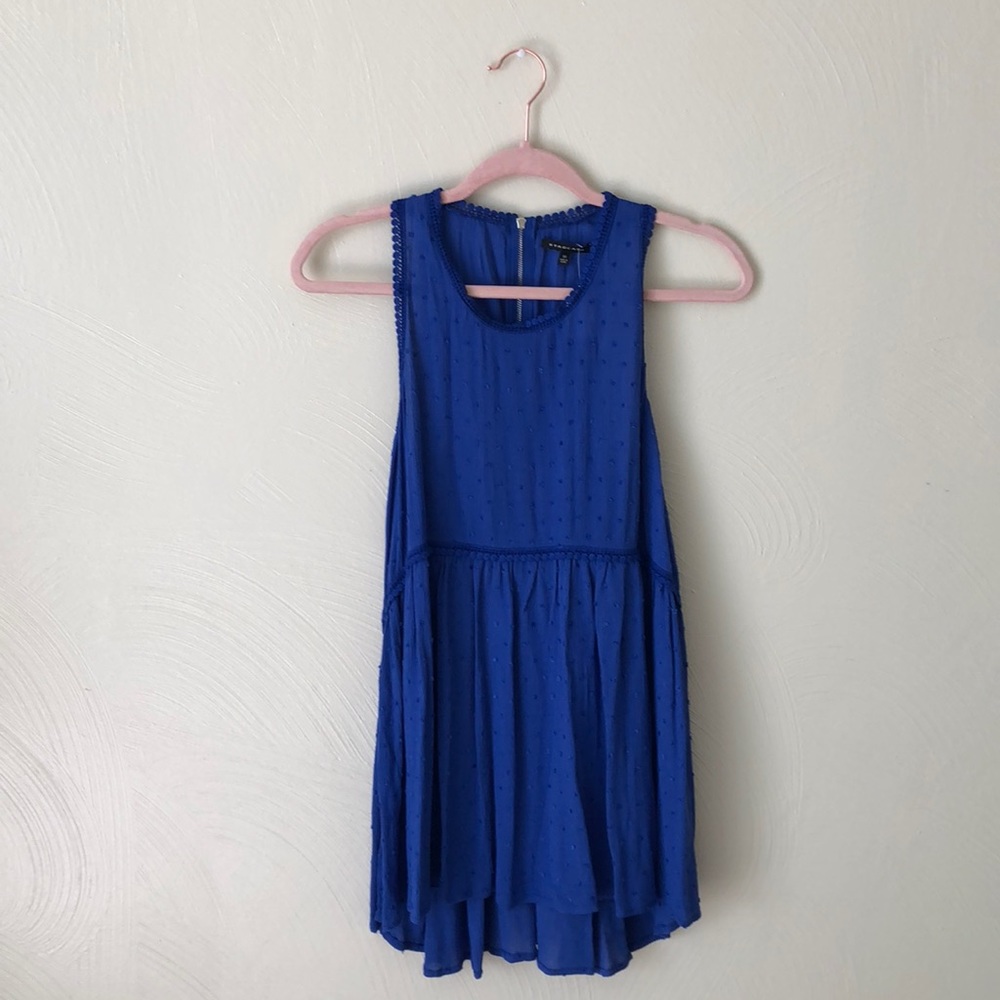 Royal blue Swiss dot top